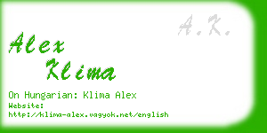 alex klima business card